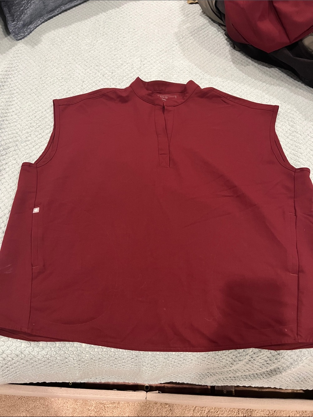 Figs Sleeveless Henley Top - Burgundy Red